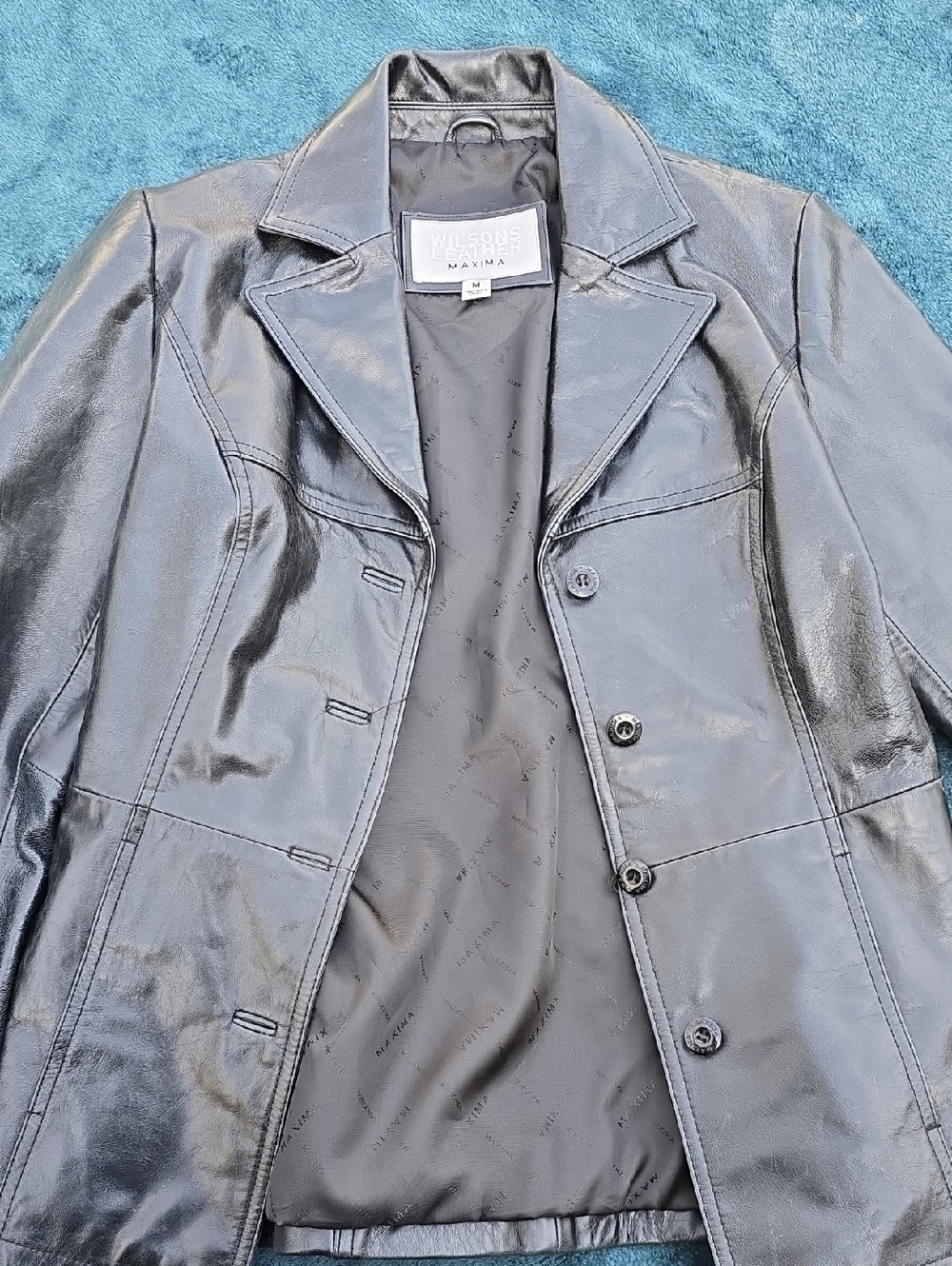 Wilsons Leather Black Women's Leather Blazer Jacket with Notch Lapel